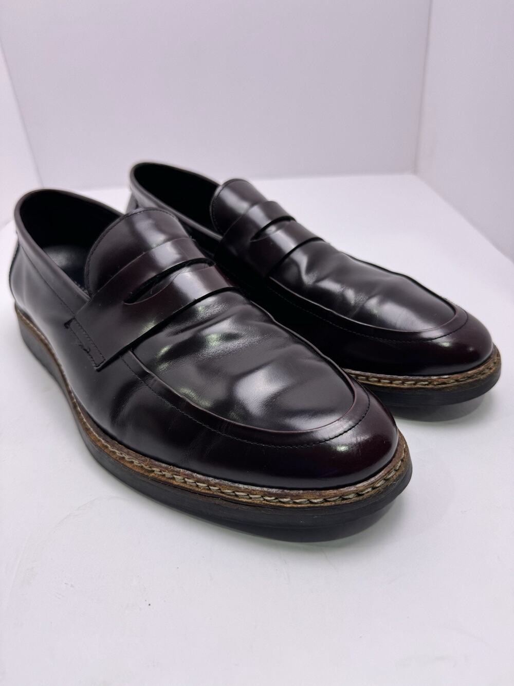 Public Opinion Men’s Brown Leather Penny Loafers Dress Shoes Size 11